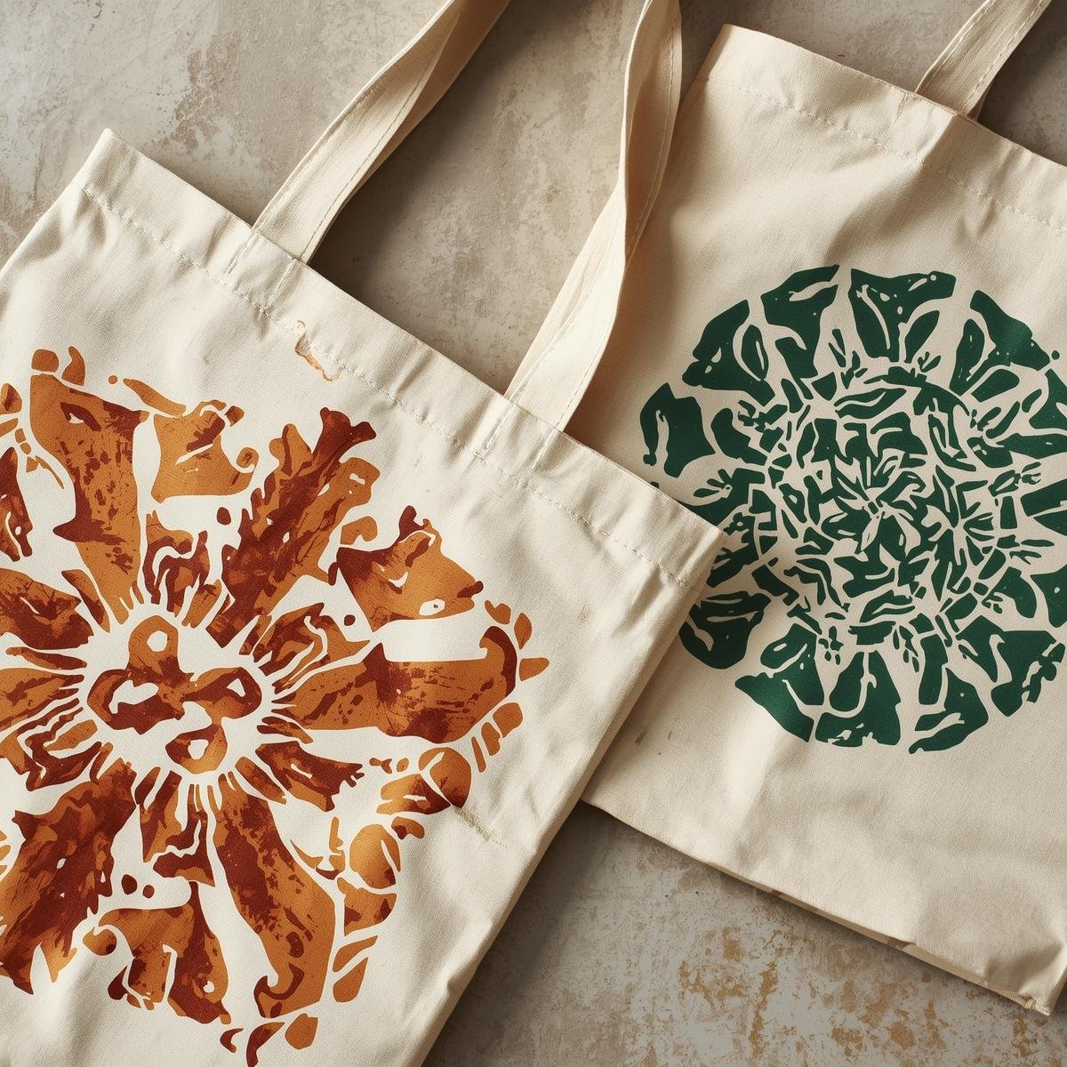 Tygpåsar med handtryckta mönster